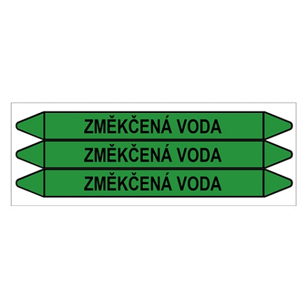 Značení potrubí, změkčená voda,3 ks, 355 × 37 mm